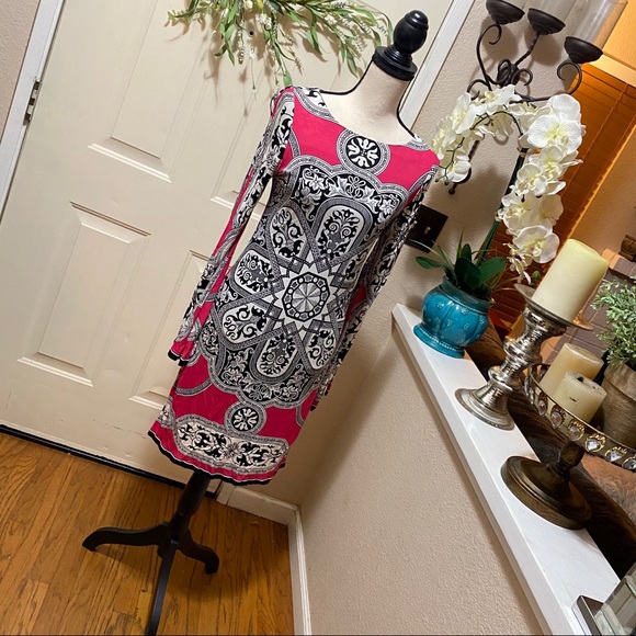 Nicole Miller StudioOne HotPinkPaisley Shift Dress - Picture 3 of 11